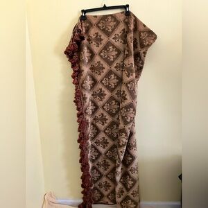 Velvet tasseled fleur de lis blanket throw Anthropologie Neiman Marcus 54” X 54”
